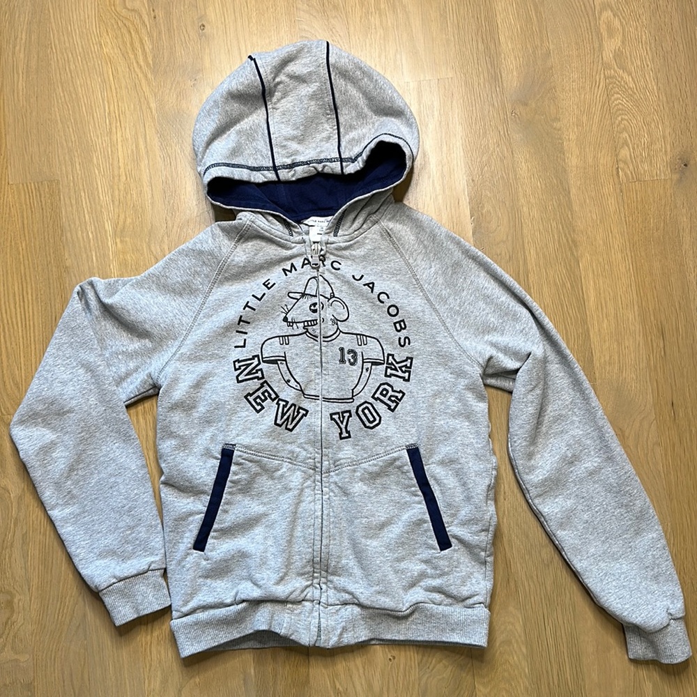 Little Marc Jacobs Grey New York Mouse Boys Zip Hoodie Size 10 (Size 8)